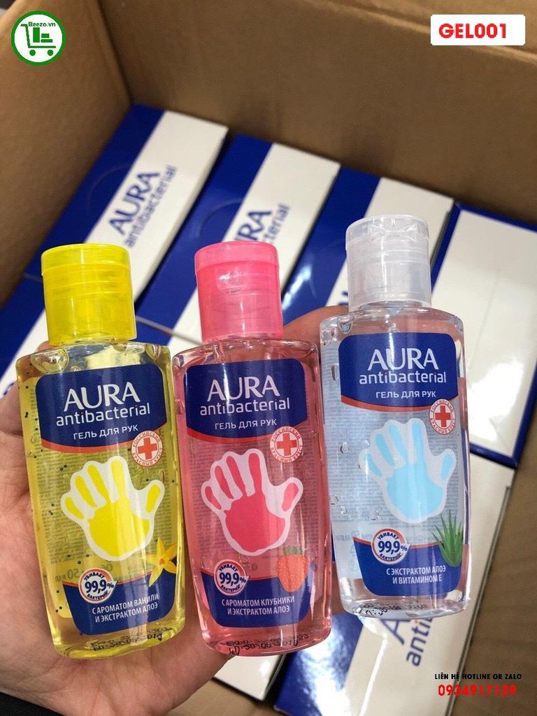 Gel Rửa Tay Khô Aura Antibacterial của Nga