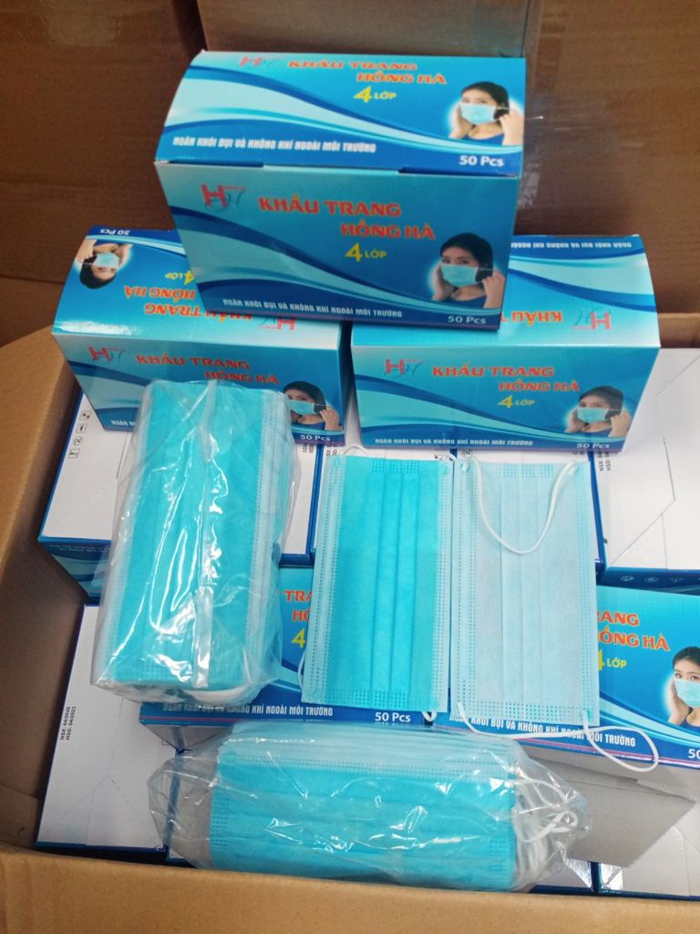 Khẩu Trang 4 Lớp Vải Kháng Khuẩn Hồng Hà