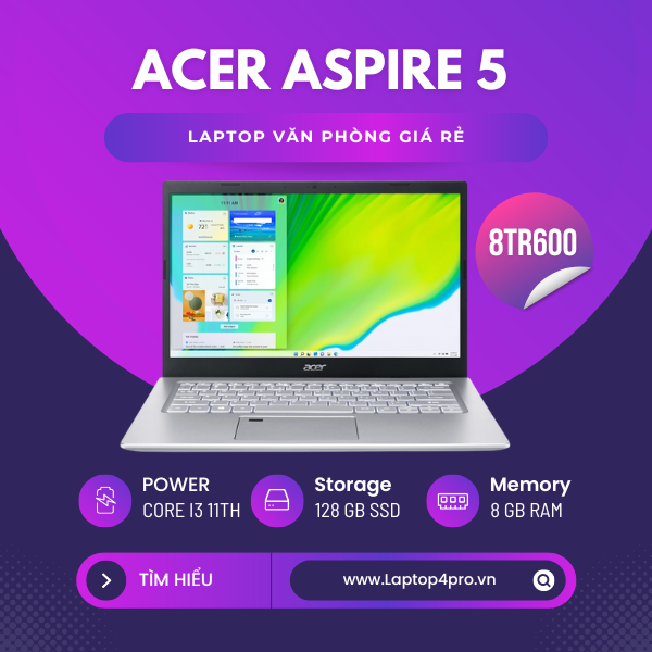 Acer Aspire 5 A515-56-36UT  I3-1115G4 Ram 8GB  SSD 128GB  15.6 FHD Win 10