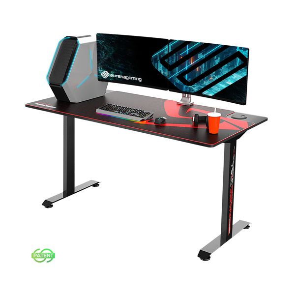 Eureka Ergonomic® 60'' Large Home Office Gaming Computer Desk with Square Legs, Plenty of Working and Gaming Space, Black