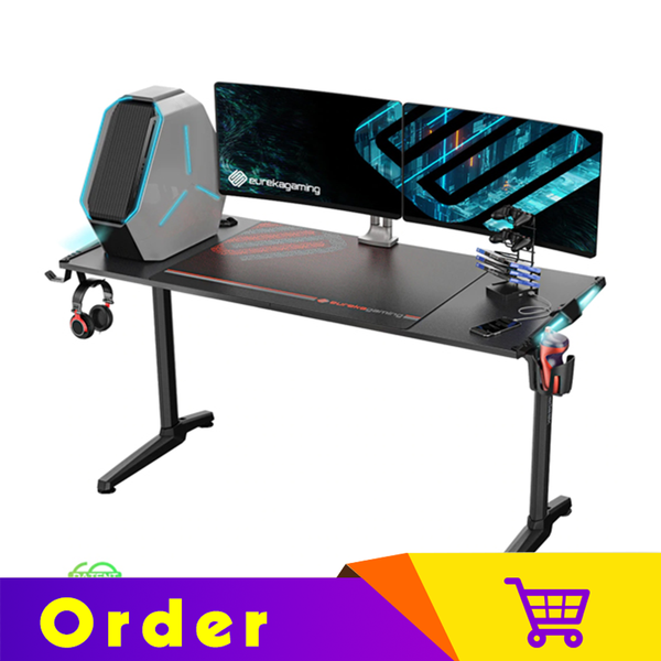 Eureka Gaming Colonel Series GIP 55'' E-sports Home Office Computer Desk With RGB Lighting
