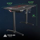 Eureka Ergonomic® I1 44'' Home Office Gaming Computer Table, Curve Design, Free Mousepad, Black