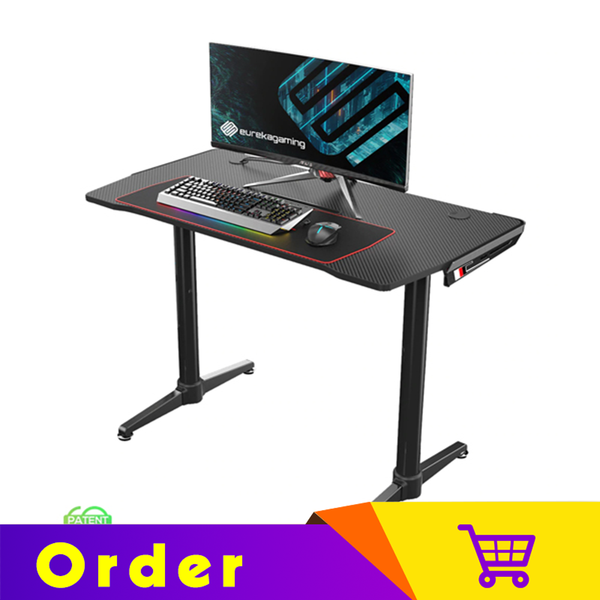 Eureka Ergonomic® I1 44'' Home Office Gaming Computer Table, Curve Design, Free Mousepad, Black