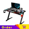 Eureka Ergonomic® Colonel Series Z1-S Gaming Computer Desk with RGB LED Lighting, Controller Stand, Cup Holder & Headphone Hook, Home Office Gaming Table, Black