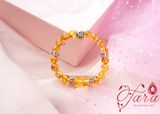  Vòng Hổ Phách kết hợp charm bạc khắc kinh bình an 