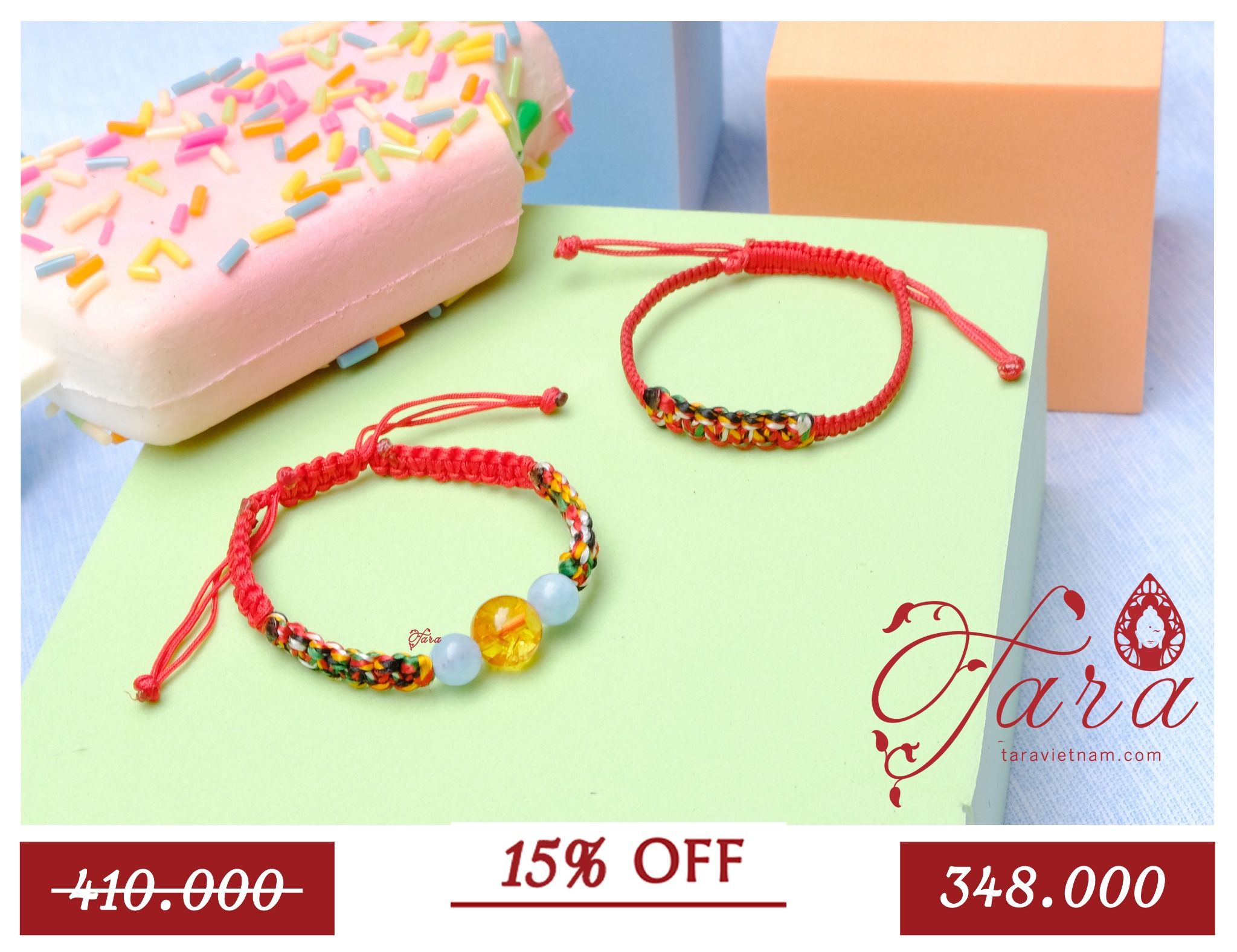 A-SALE - Vòng tay Ngũ sắc mix Hổ Phách và Aquamarine dành cho bé