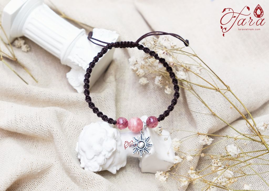  Vòng dây vải thời trang với Thạch anh dâu hồng và đá đào hoa ngọt ngào 