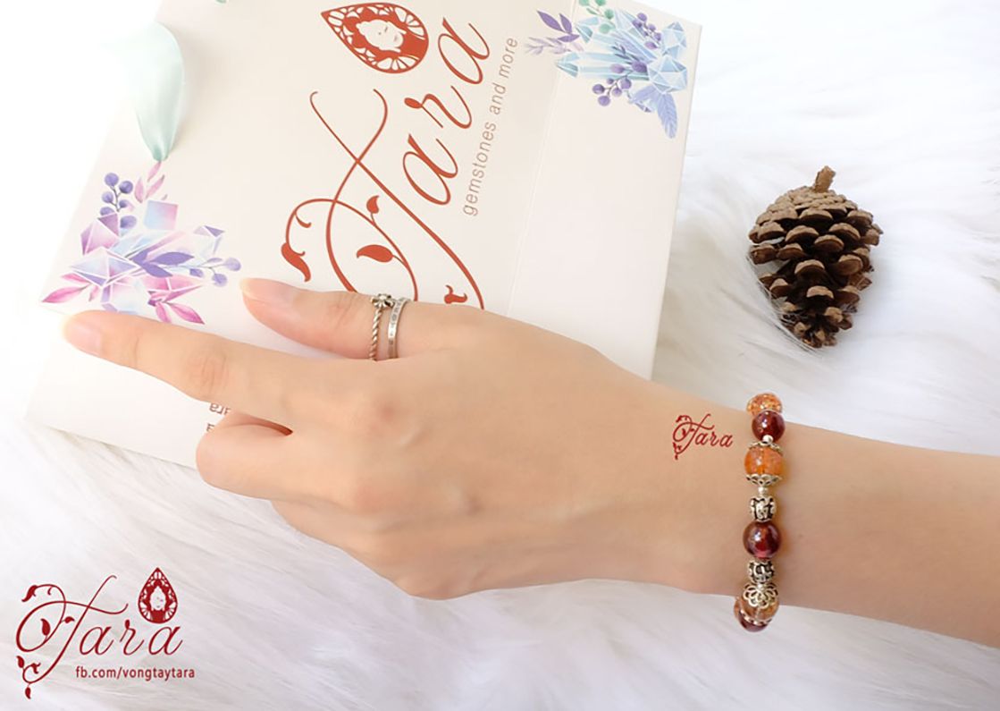 Vòng tay Thạch Anh Tóc Đỏ mix Garnet và Charm Bạc 925