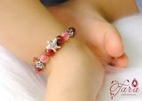  Vòng em bé Thạch anh dâu hồng mix Garnet và Charm bạc xinh xắn 