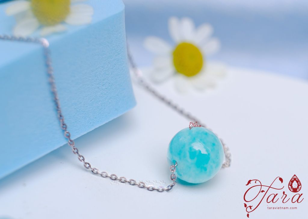  Dây chuyền bạc xuyên tâm đá Amazonite 