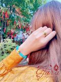  Vòng tay Amazonite mix Charm Mèo Thần Tài đáng yêu Vàng 24K 