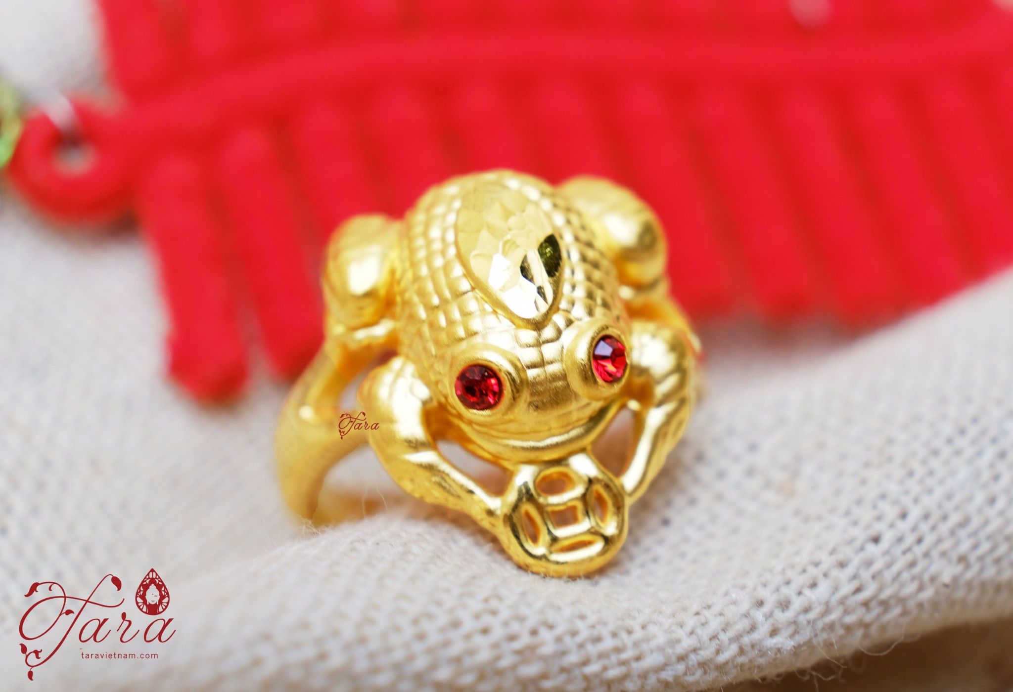 Nhẫn Cóc Ngậm Tiền Vàng 24k (vàng 99.99)