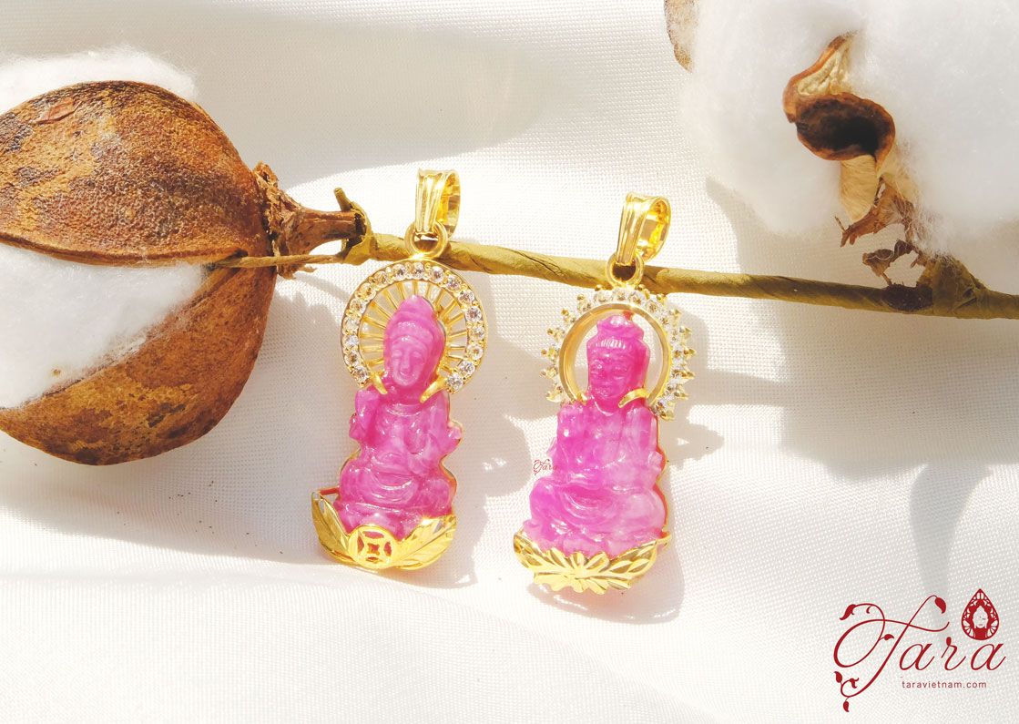 Mặt Phật Ruby bọc Vàng 610 sang trọng