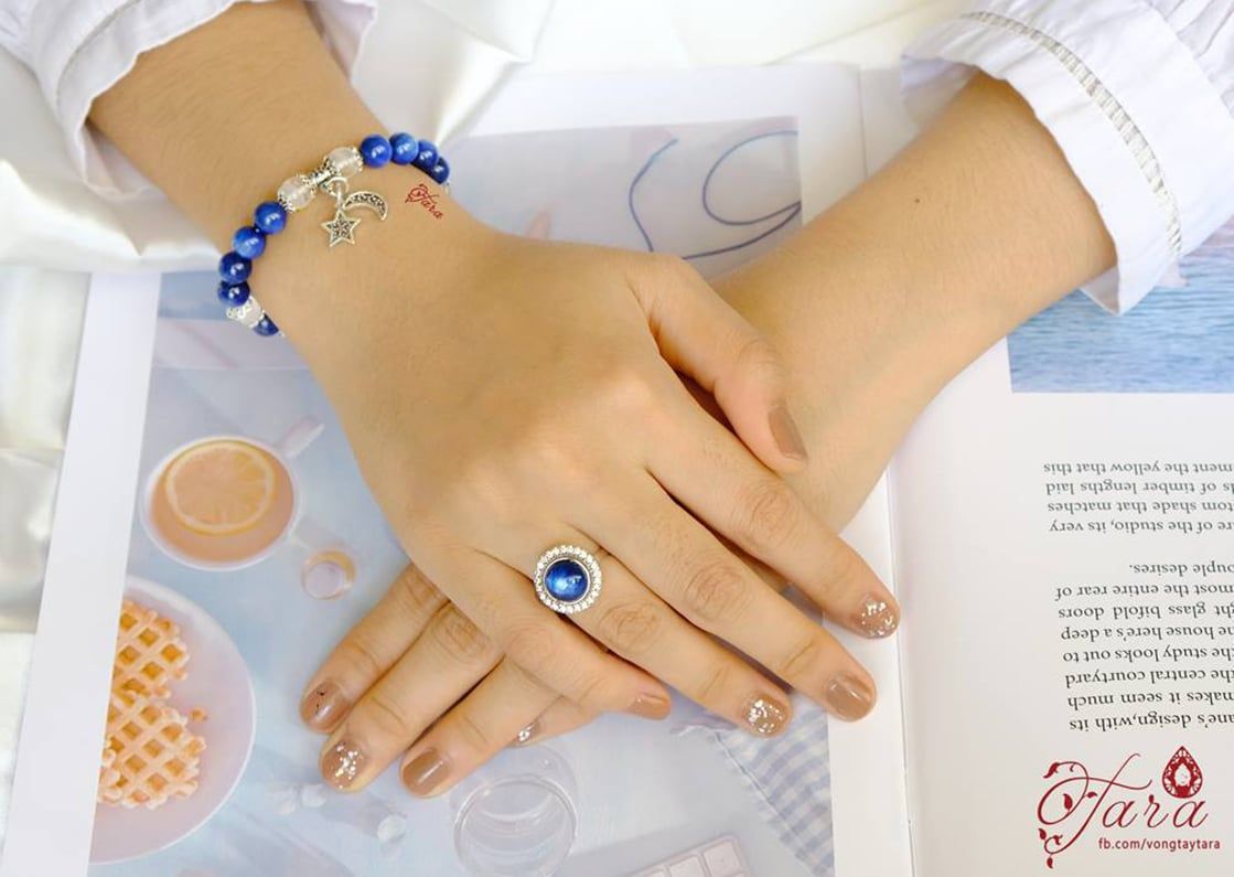 Nhẫn Kyanite Bạc phủ Bạch kim