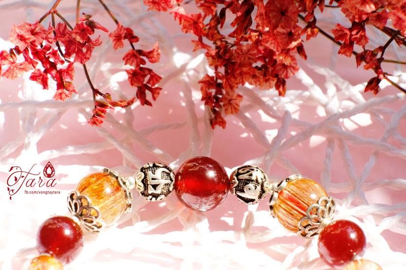 Garnet mix Thạch Anh Tóc đỏ