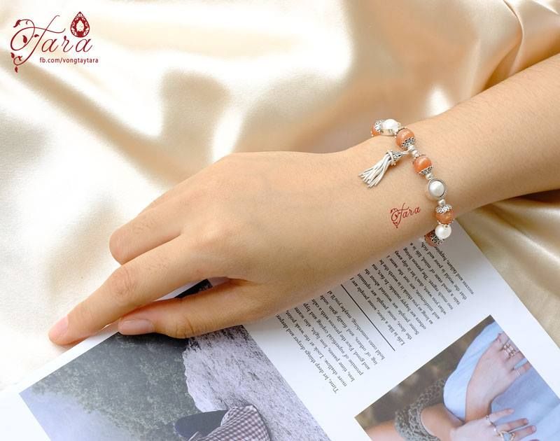 Sunstone (đá mặt trời) mix Ngọc trai