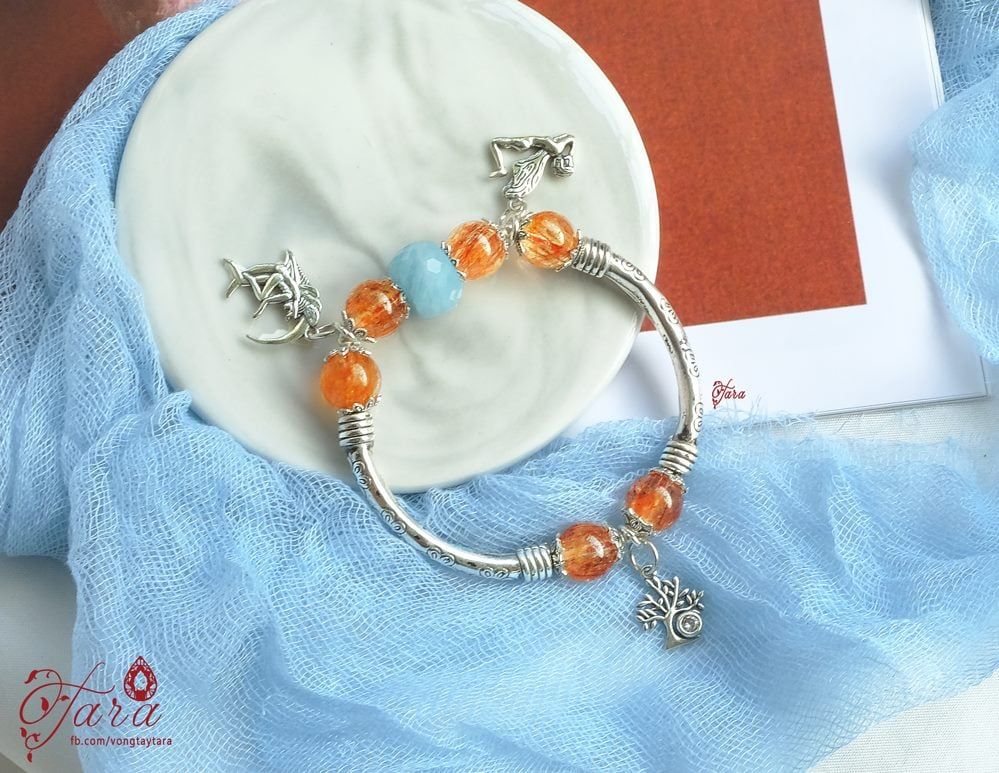 Aquamarine mix Thạch Anh Tóc Đỏ