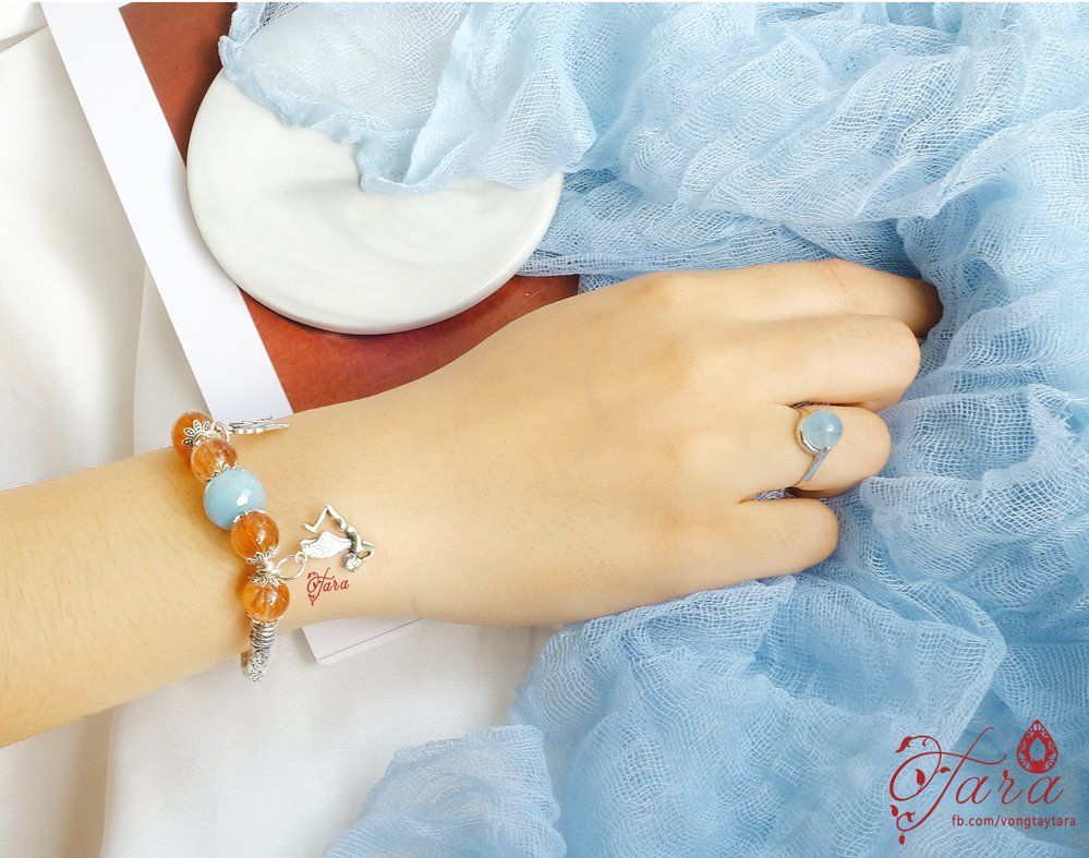 Aquamarine mix Thạch Anh Tóc Đỏ