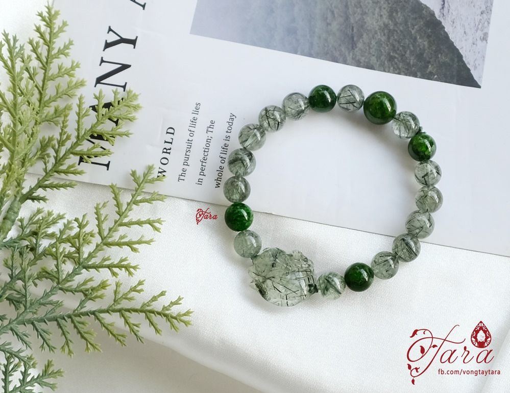 Vòng tay Diopside và Thạch Anh Tóc Xanh