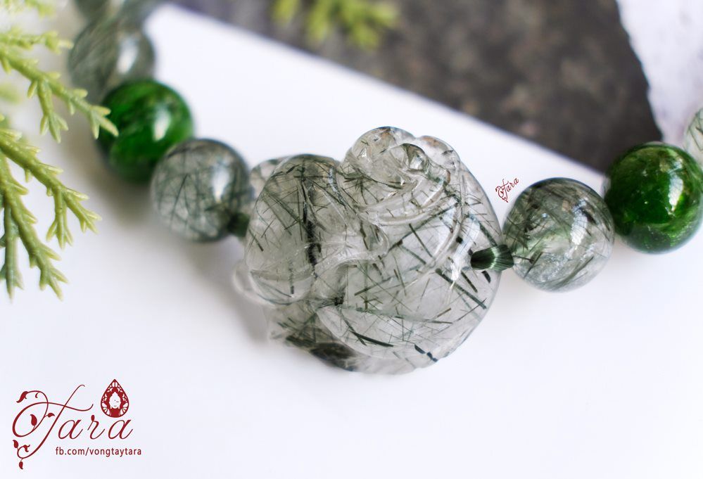 Vòng tay Diopside và Thạch Anh Tóc Xanh
