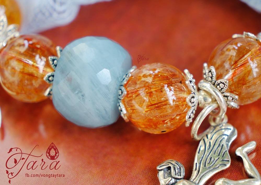 Aquamarine mix Thạch Anh Tóc Đỏ