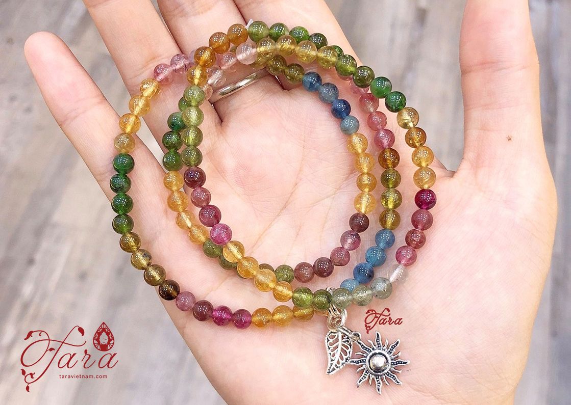 Chuỗi Tourmaline ngọt ngào mix Charm Bạc 925 cao cấp