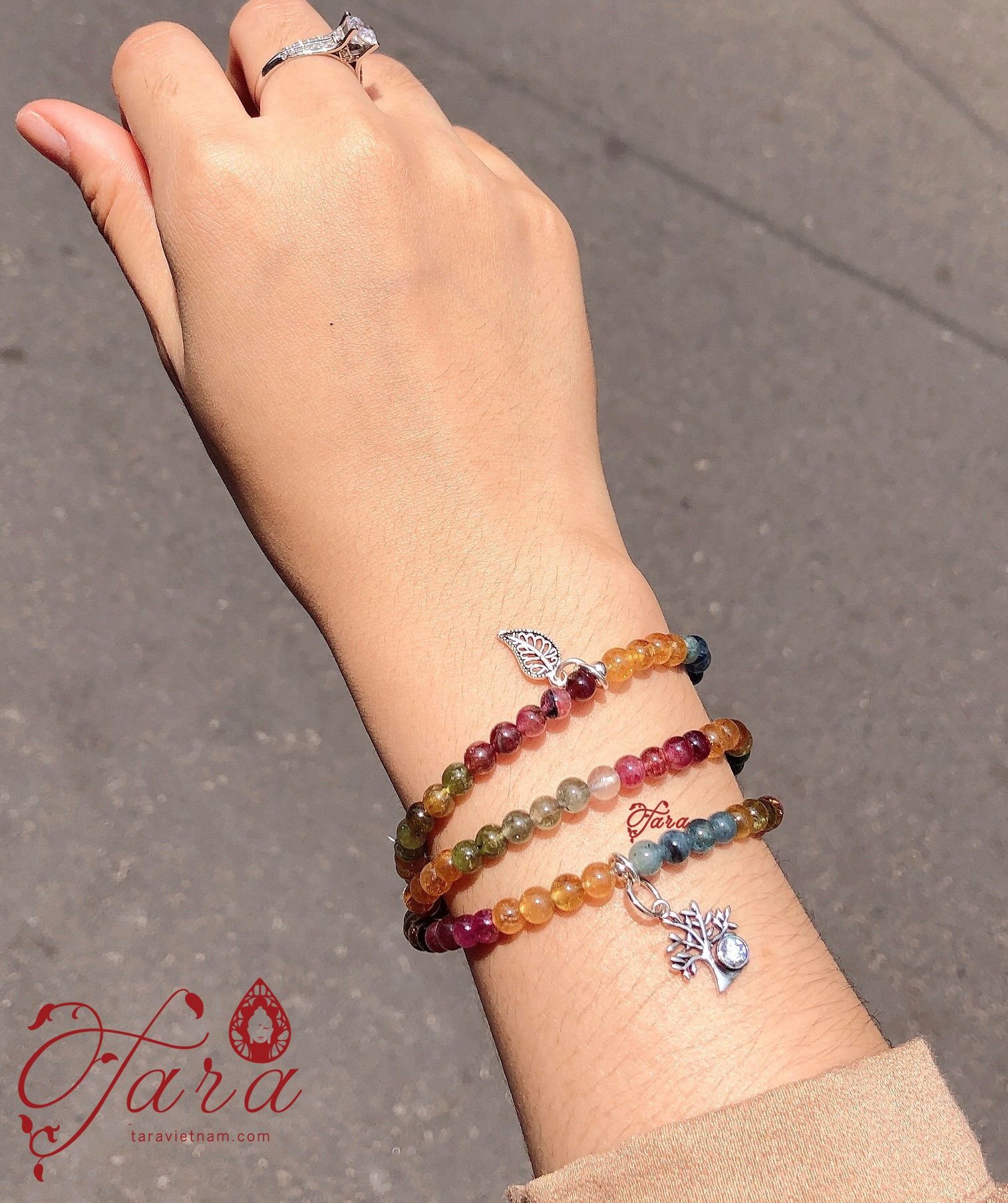 Chuỗi Tourmaline ngọt ngào mix Charm Bạc 925 cao cấp