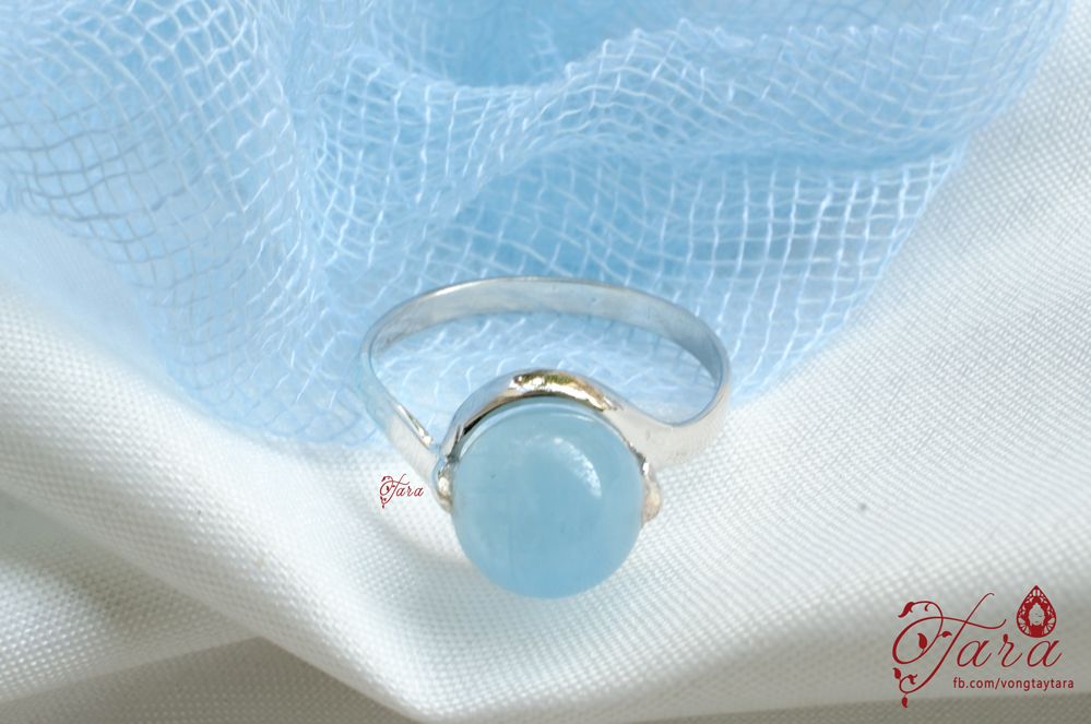Nhẫn bạc đá Aquamarine