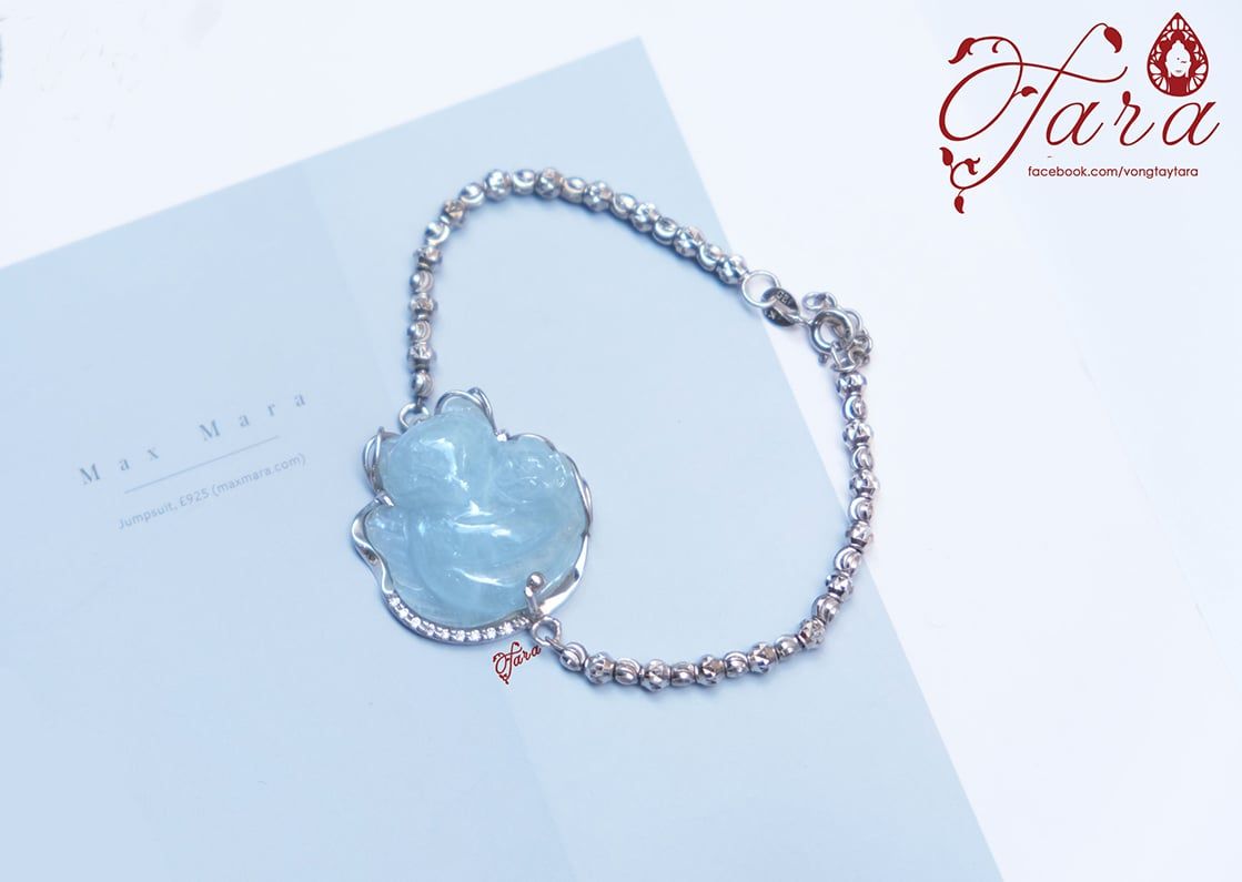 Lắc Bạc Hồ Ly Aquamarine trong trẻo