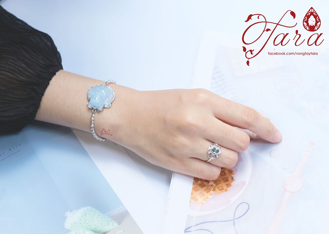  Lắc Bạc Hồ Ly Aquamarine trong trẻo 