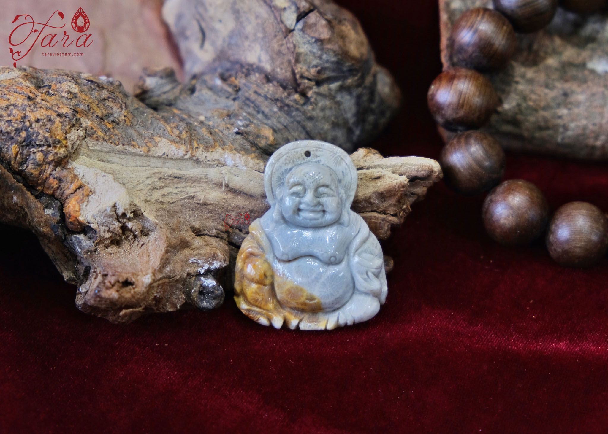  Mặt Phật Di Lặc San Hô Hóa Thạch 