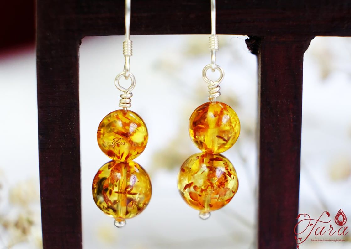 Bông tai Hổ Phách và Bạc 925