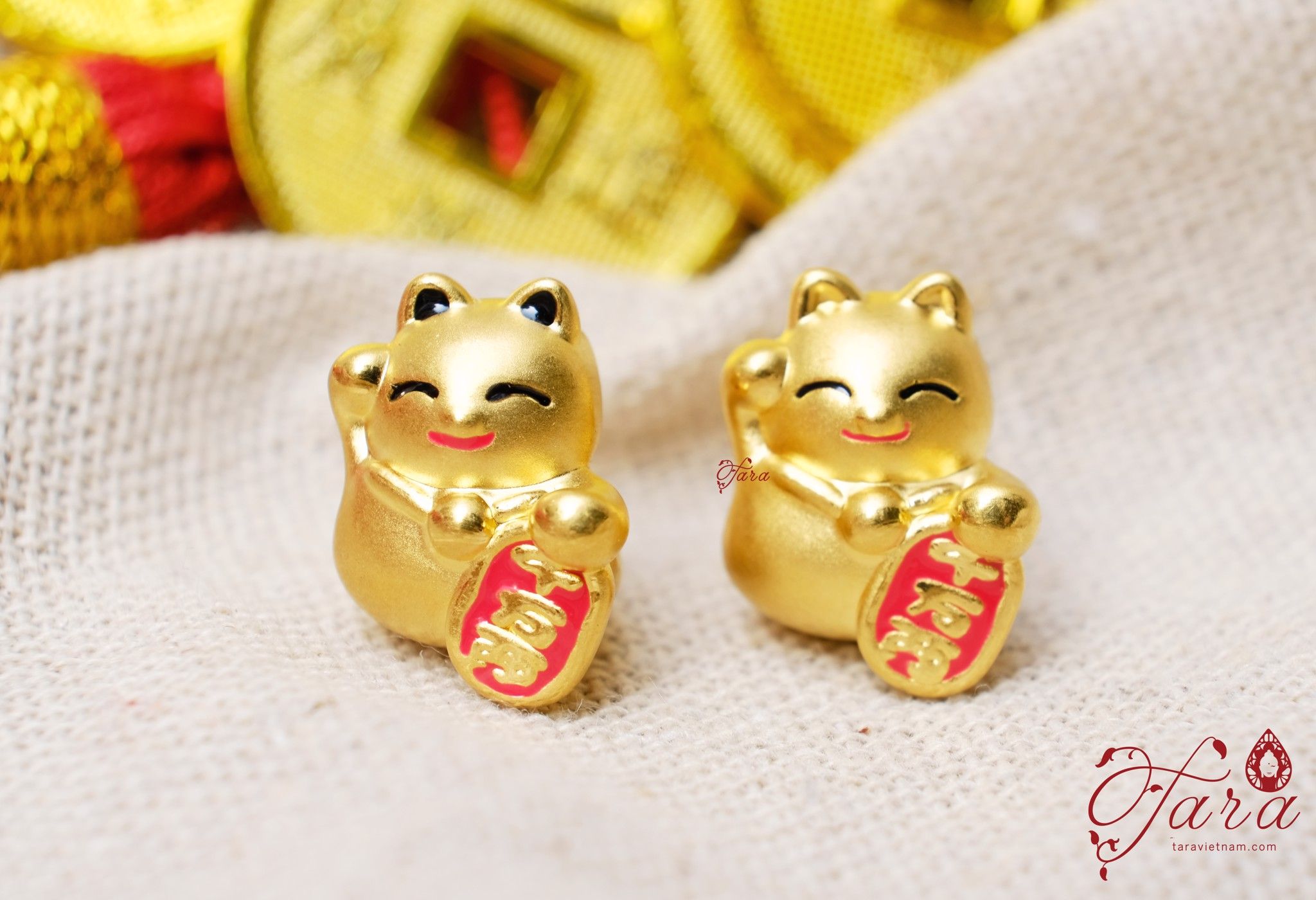 Charm Mèo Thần Tài Vàng 24k