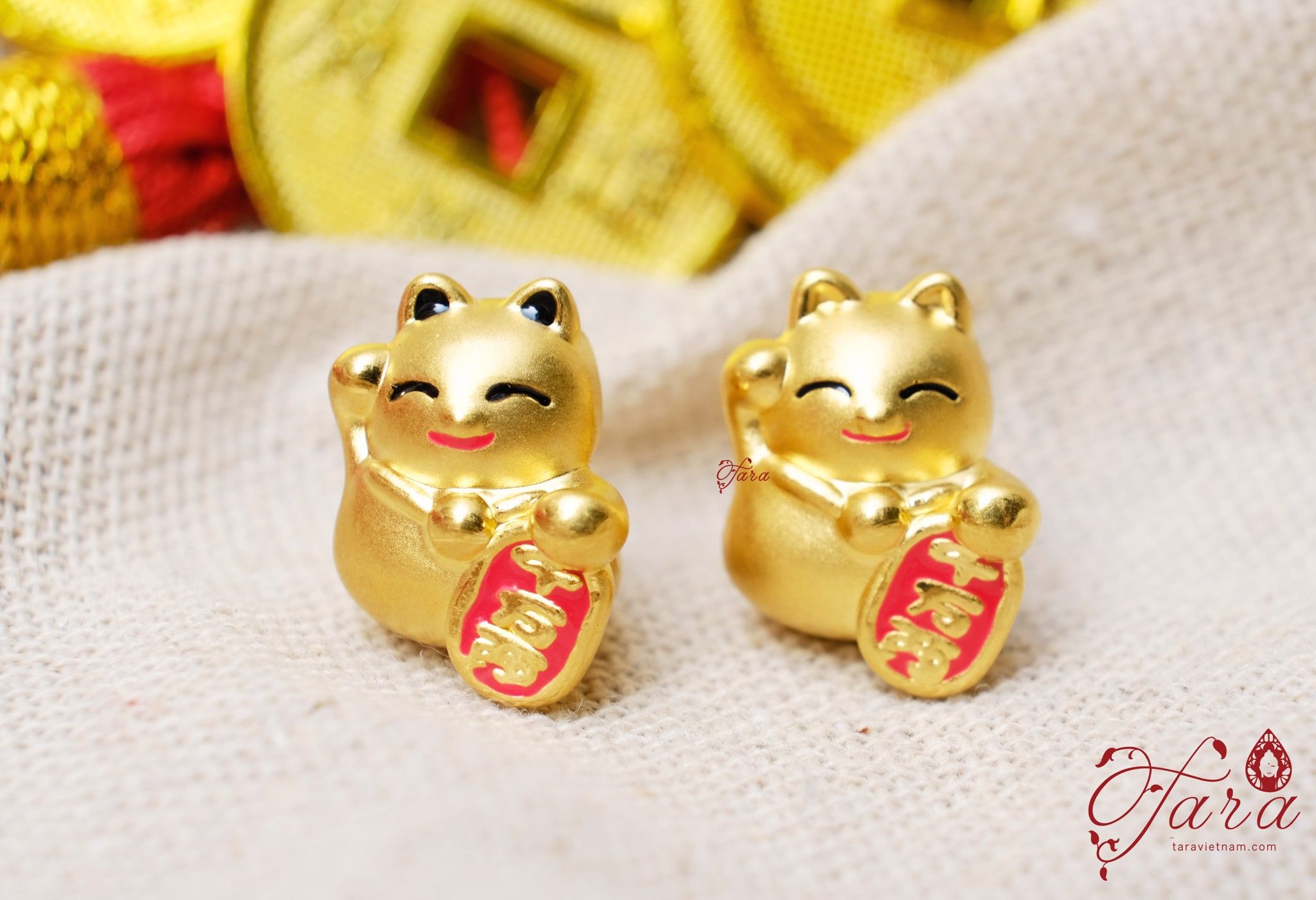  Charm Mèo Thần Tài Vàng 24k 