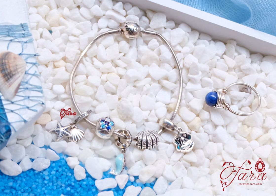 Vòng Pandora Bạc Thái tone xanh biển cho ngày hè mát mẻ