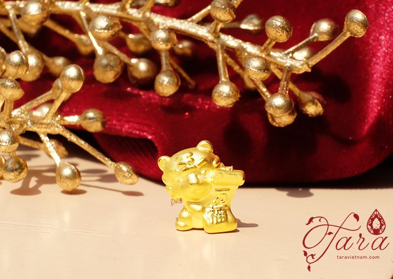  Charm Hổ ôm túi tiền Vàng 24K 