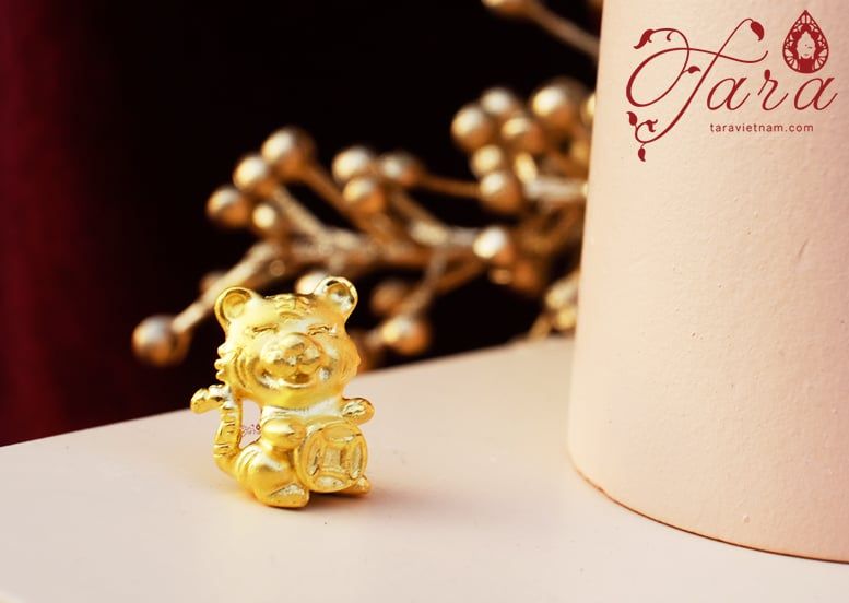  Charm Hổ ôm kim tiền Vàng 24K 