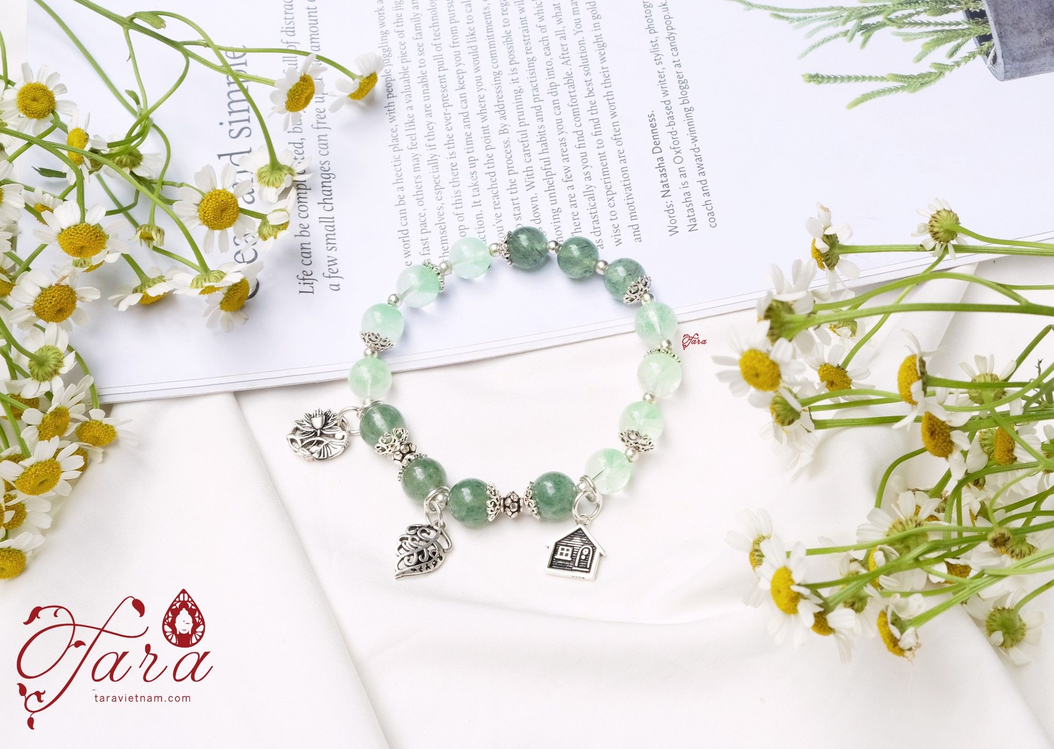 Bộ vòng Mẹ và Bé - Thạch anh dâu xanh mix Ưu Linh xanh trong