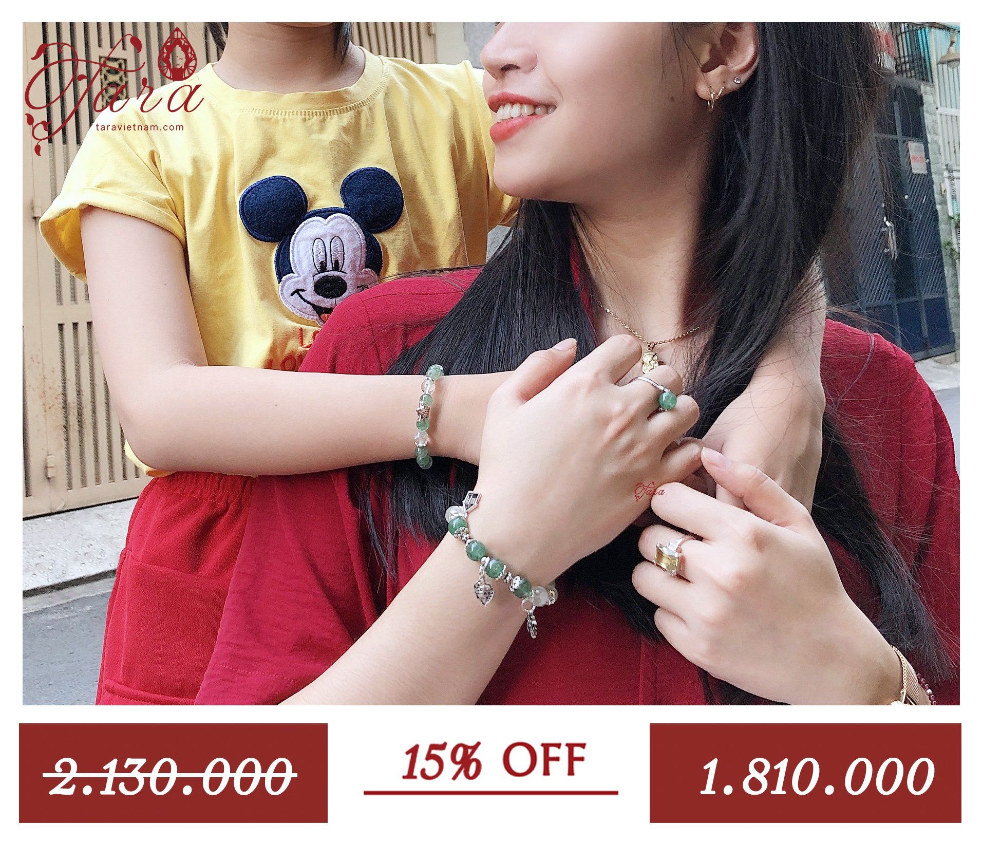 A-SALE - Vòng thạch anh dâu xanh mix thạch anh ưu linh xanh