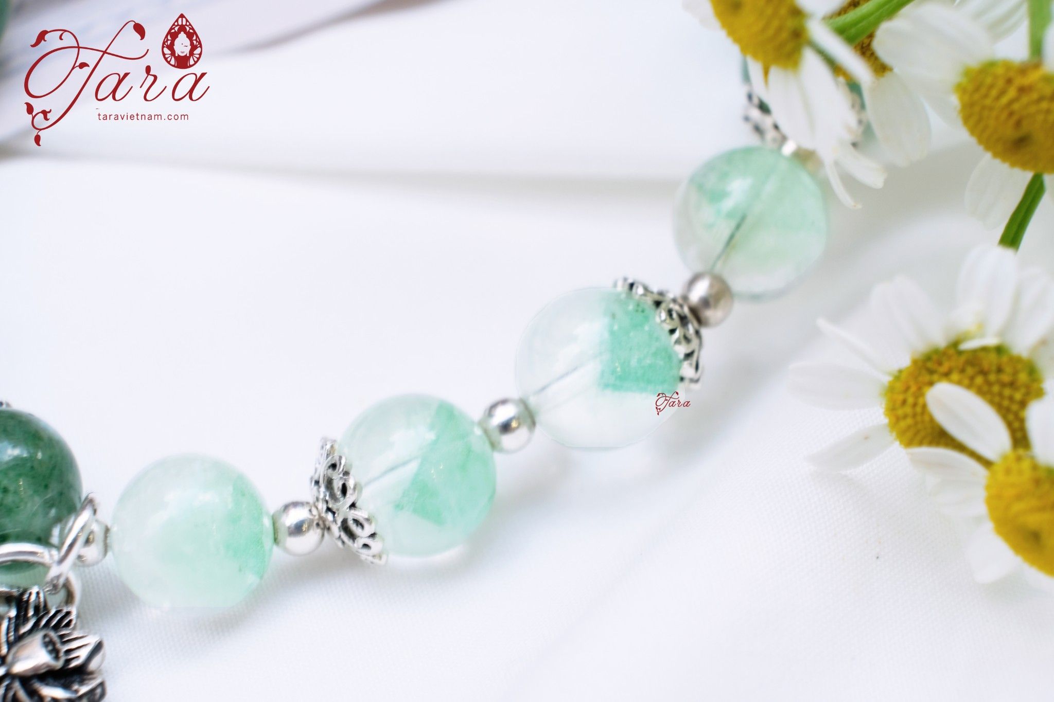 Bộ vòng Mẹ và Bé - Thạch anh dâu xanh mix Ưu Linh xanh trong