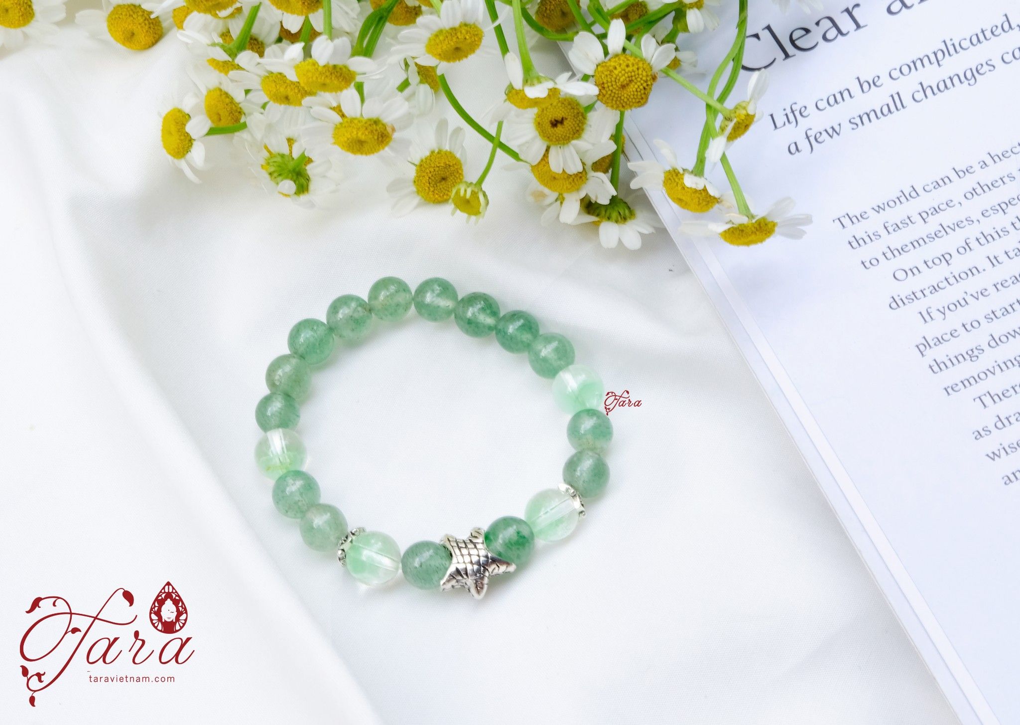Bộ vòng Mẹ và Bé - Thạch anh dâu xanh mix Ưu Linh xanh trong