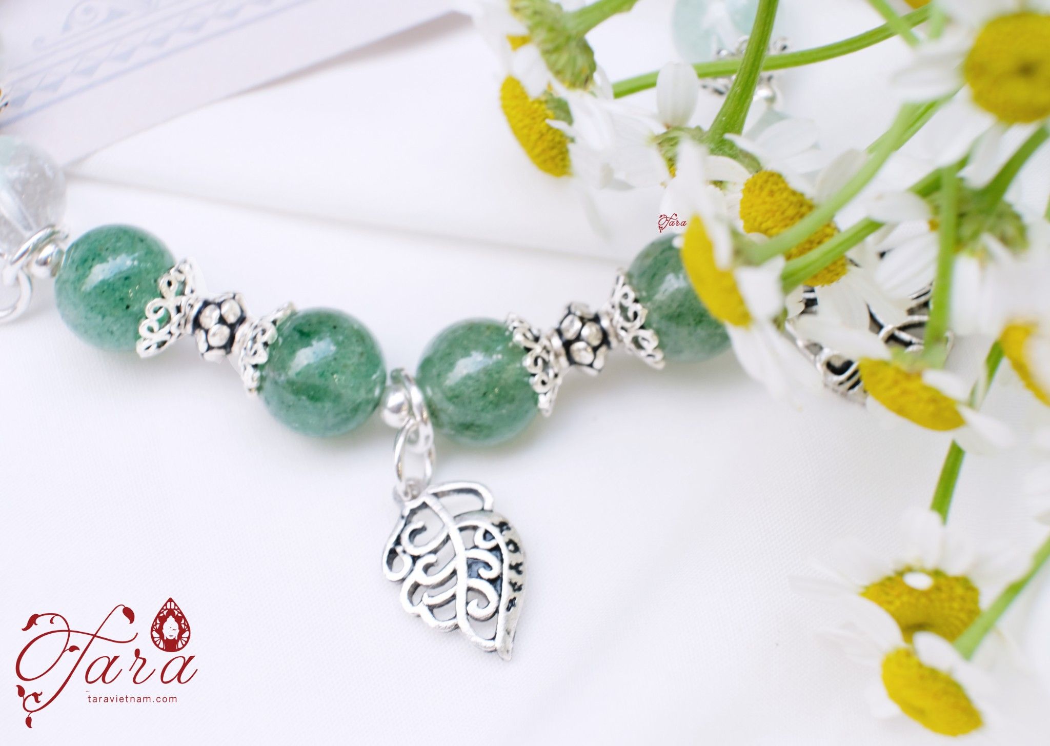 Bộ vòng Mẹ và Bé - Thạch anh dâu xanh mix Ưu Linh xanh trong