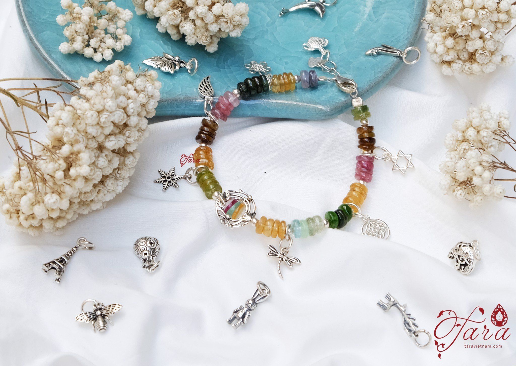 Lắc Tourmaline cao cấp dạng bánh xe xinh xắn