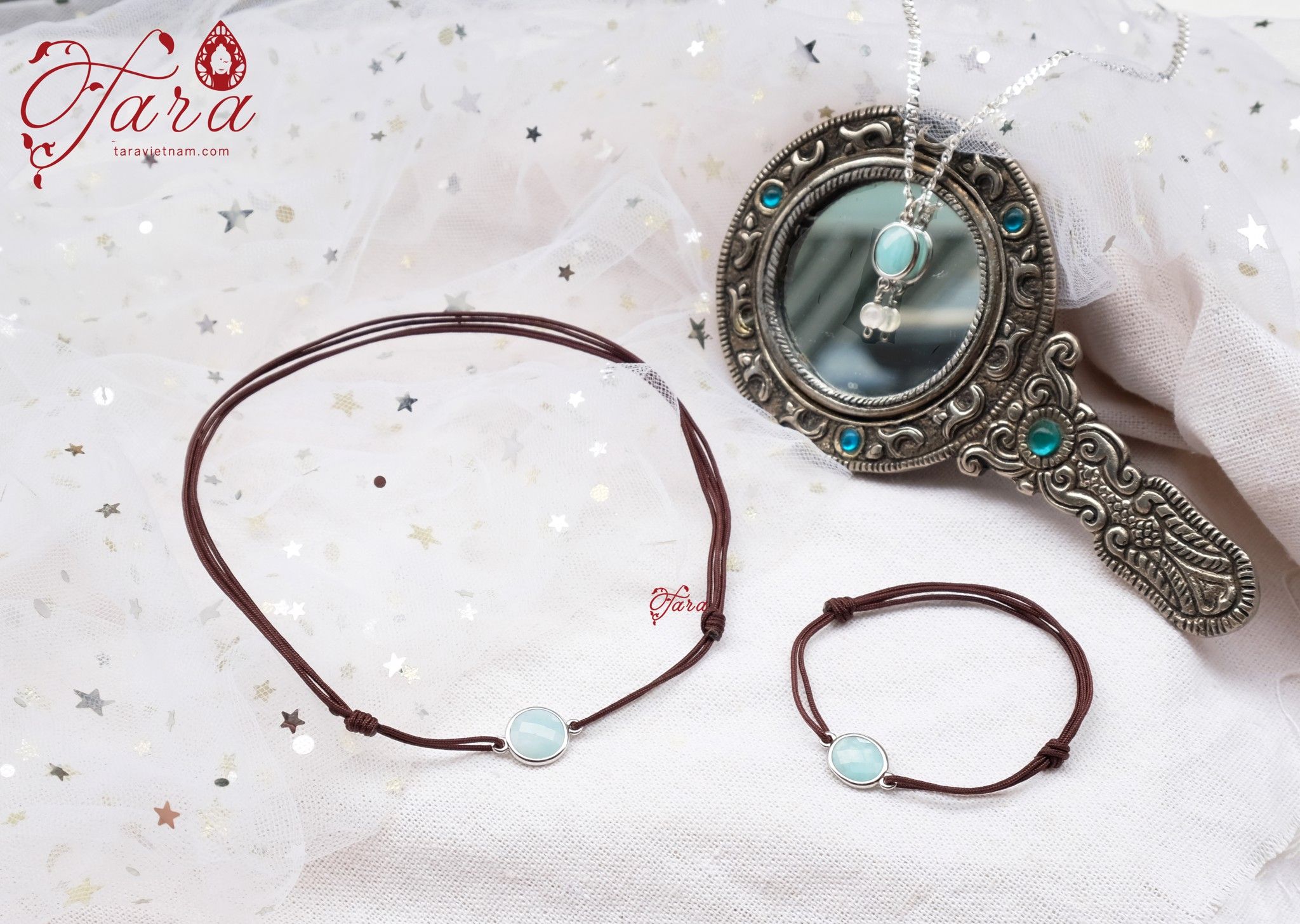 Mặt dây chuyền đá Aquamarine xinh xắn, cuốn hút