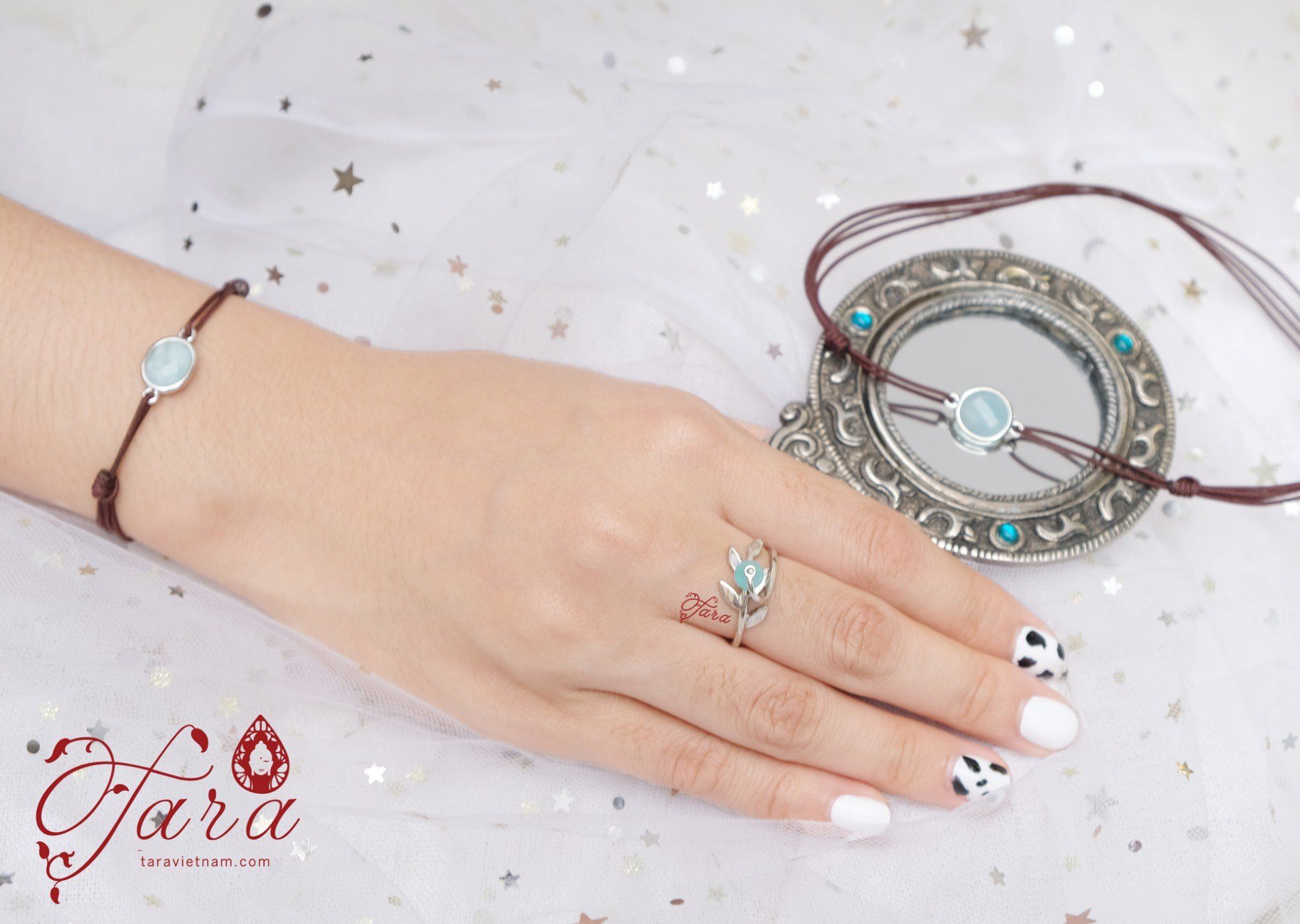 Lắc tay đá Aquamarine tinh tế, cuốn hút
