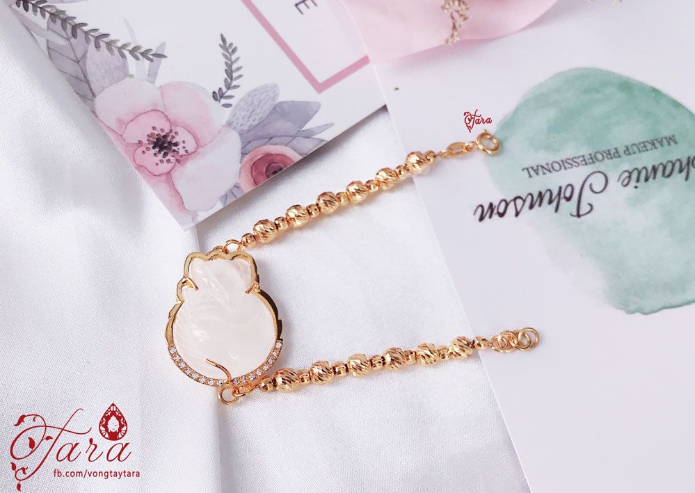 Lắc tay vàng 610 Hồ Ly Thạch Anh Trắng