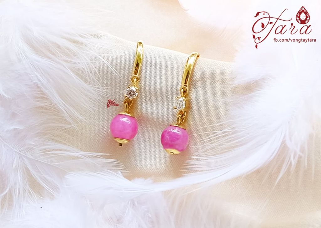 Bông tai Vàng 610 và Đá Ruby
