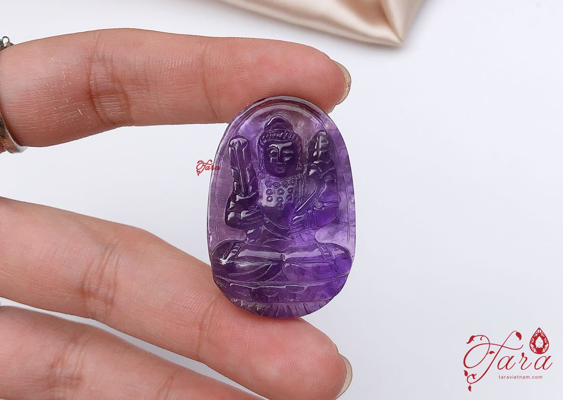 Hư Không Tạng Bồ Tát đá Thạch Anh Tím - Mặt dây chuyền