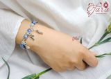  Aquamarine mix Kyanite và Charm Bạc Thái- vòng tay cao cấp, thời trang 