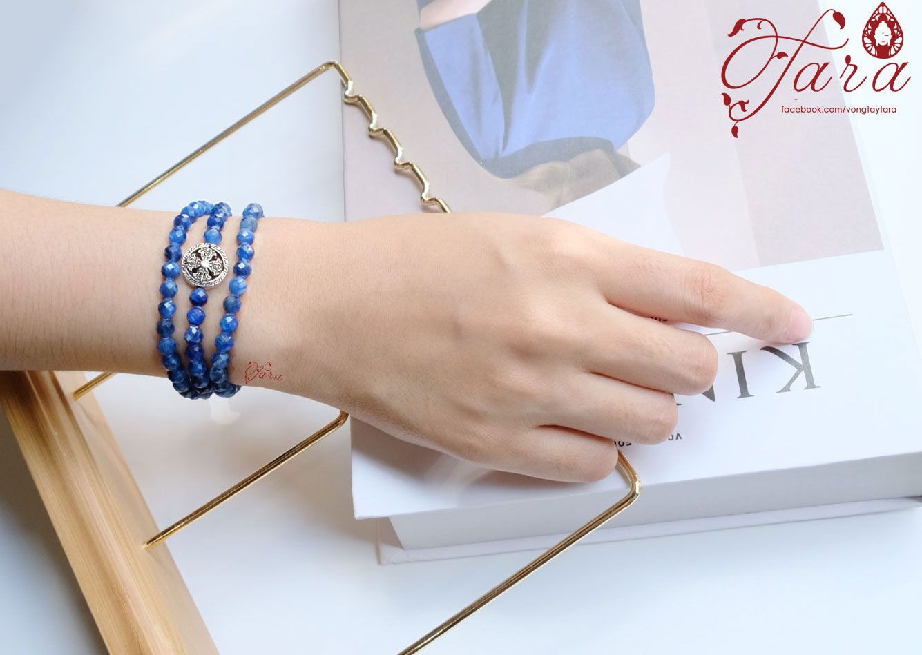 Vòng tay Kyanite mài giác mix charm bạc